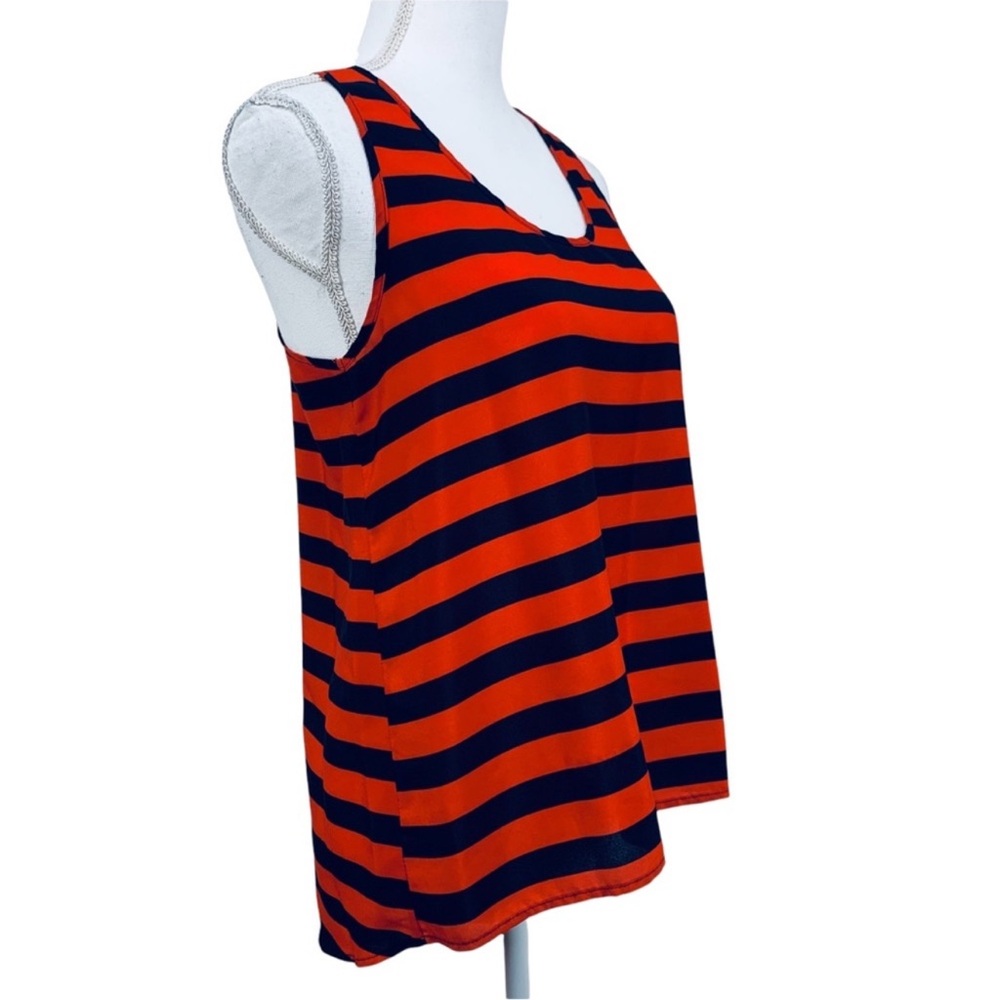ANNABELLA / Navy Blue & Red Stripe Tank Top / Small / Emo Hipster Punk Preppy - Picture 4 of 5